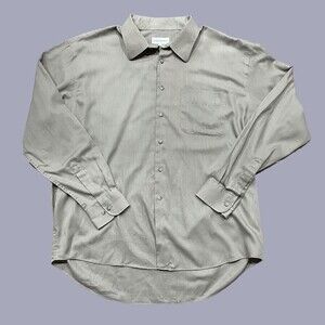 Yves Saint Laurent Casual Neutral Brown Button Down Shirt Y2K Men's Size 18 / XL